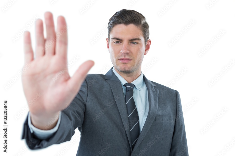 Businessman using futuristic digital screen Businessman using futuristic digital screen