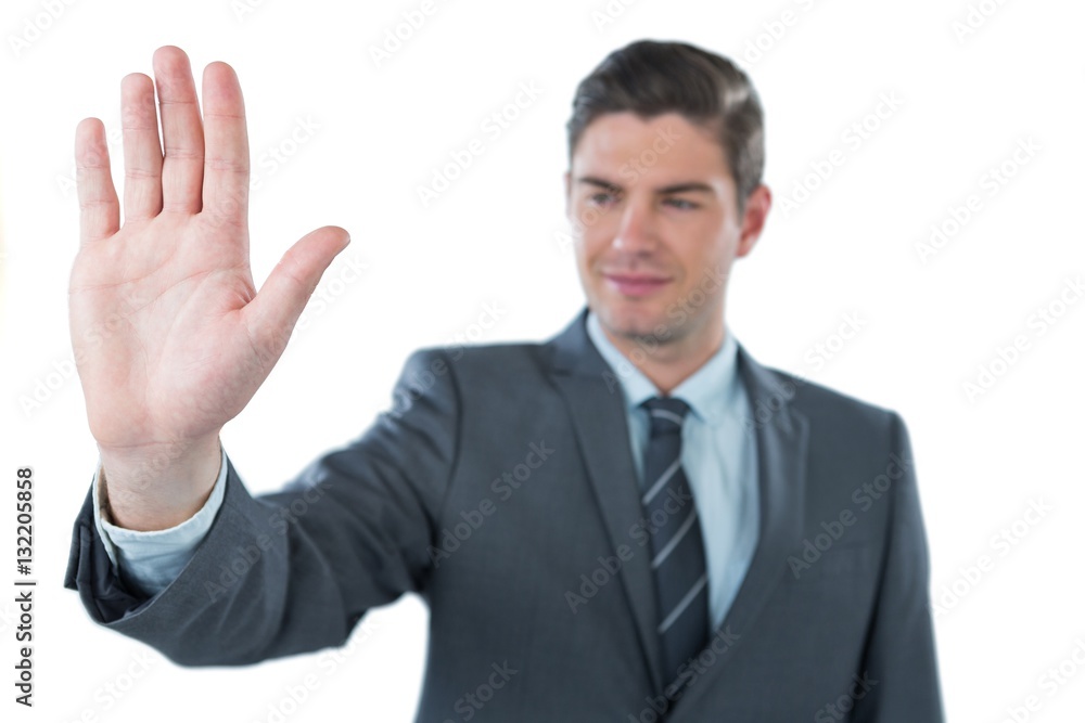 Businessman using futuristic digital screen Businessman using futuristic digital screen