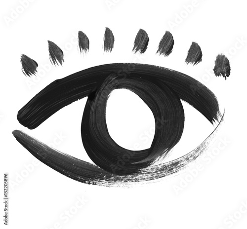 hand drawn eye symbol. painted eye icon. shabby brush painted lo Stock  Illustration