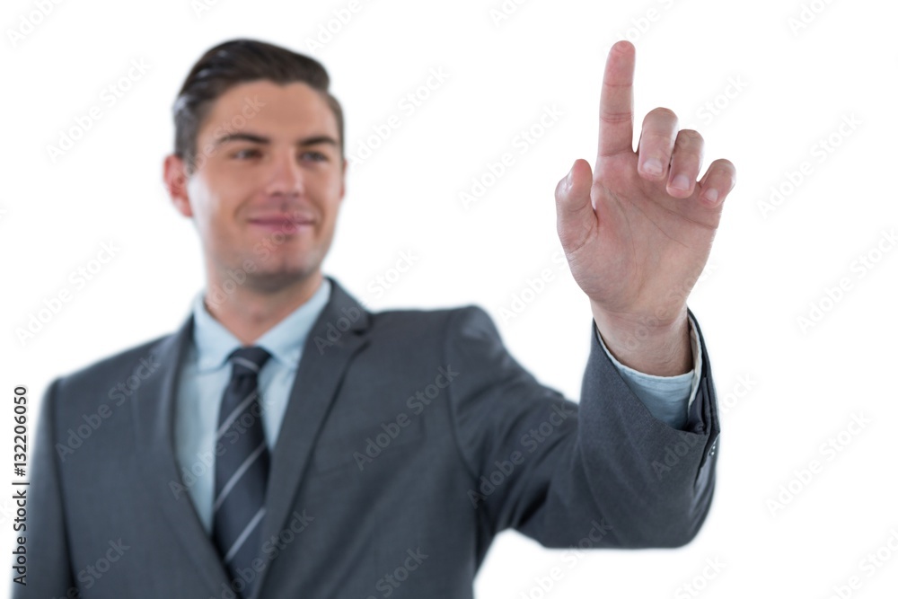 Businessman using futuristic digital screen Businessman using futuristic digital screen