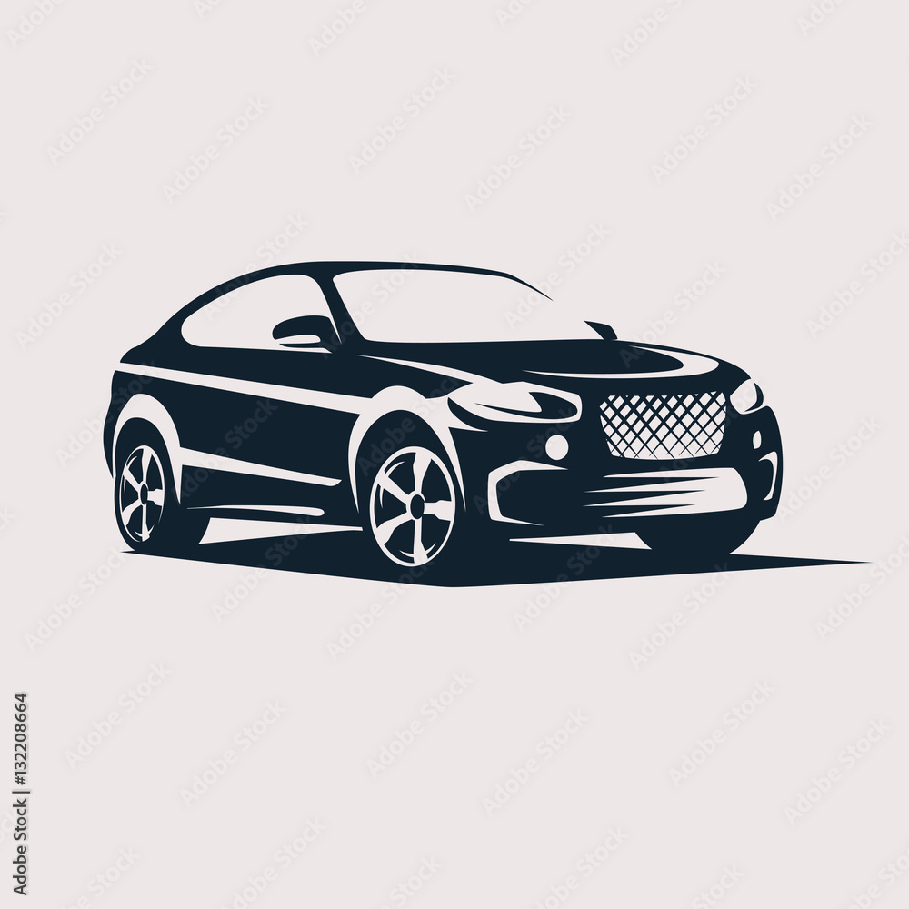 Car symbol logo template, stylized vector silhouette