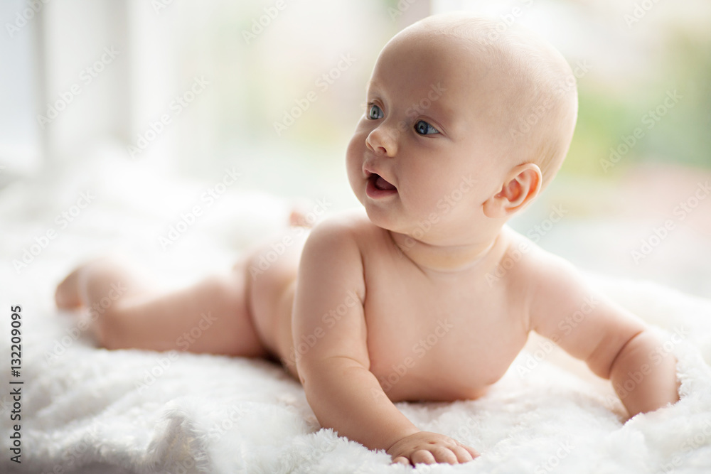 Portrait of little surprised baby. Portrait of little surprised baby.