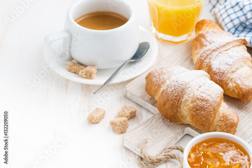 traditional breakfast with fresh croissants