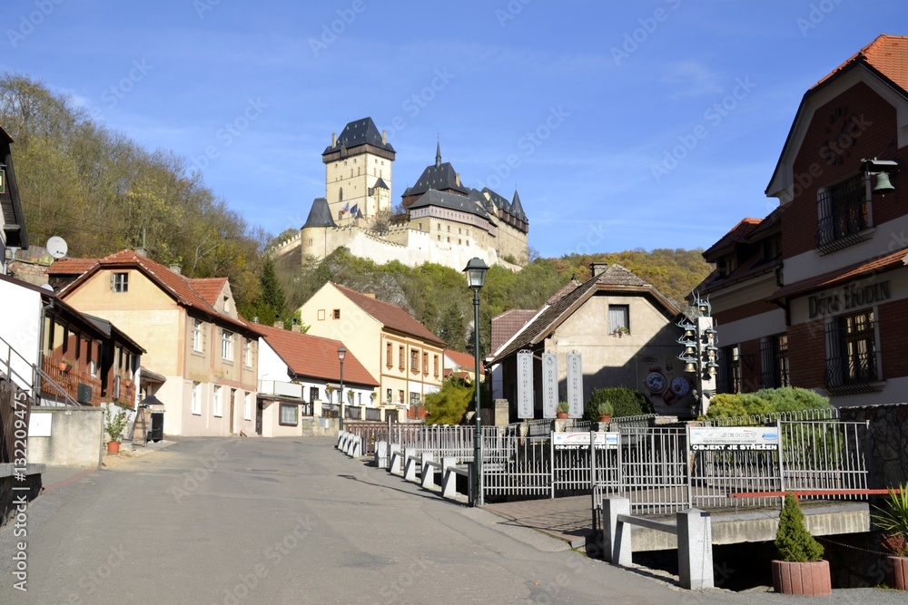 Architecture from Karlstejn castle and blue sky Architecture from Karlstejn castle and blue sky