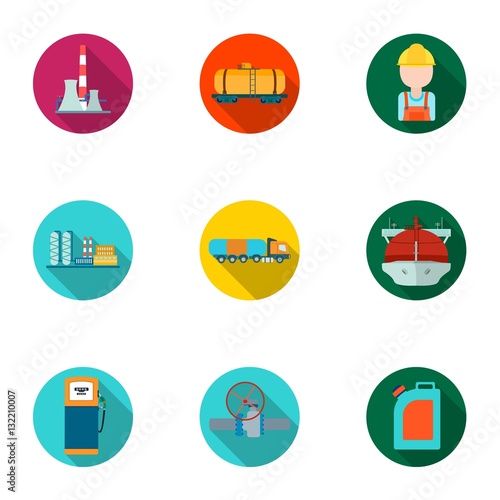 Oil industry set icons in flat style. Big collection of oil industry vector symbol stock illustration