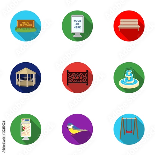 Park set icons in flat style. Big collection of park vector symbol stock illustration