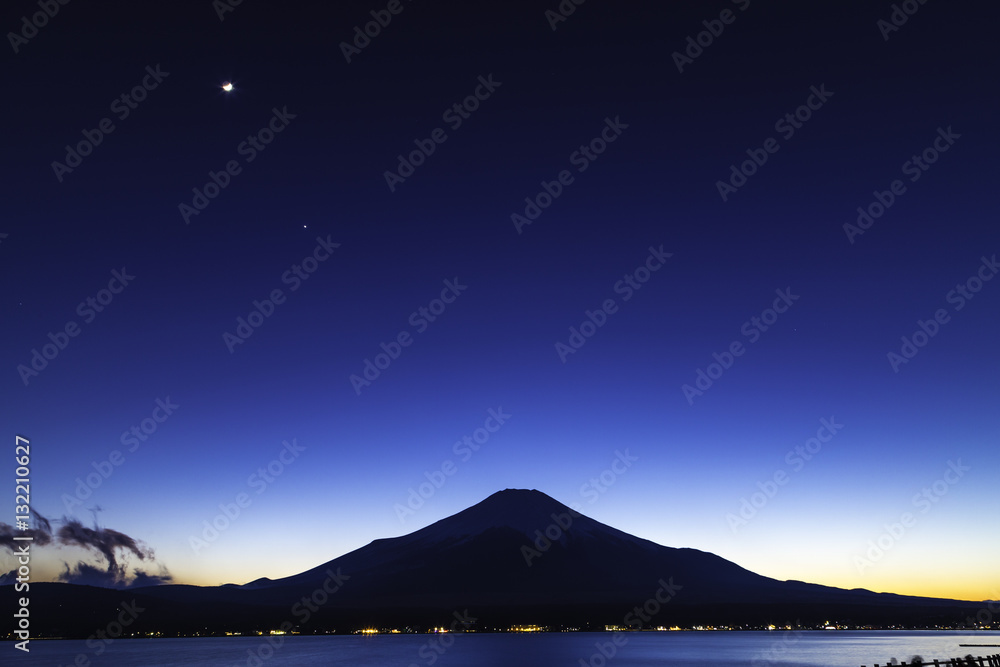 Mt. Fuji at night from Lake Yamanakako