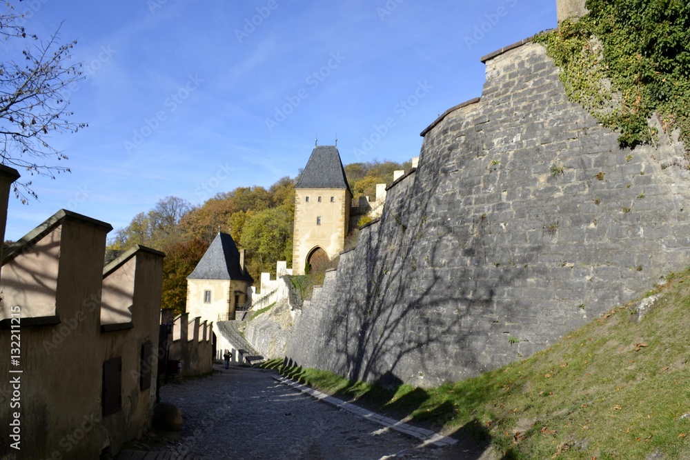 Architecture from Karlstejn castle and blue sky Architecture from Karlstejn castle and blue sky