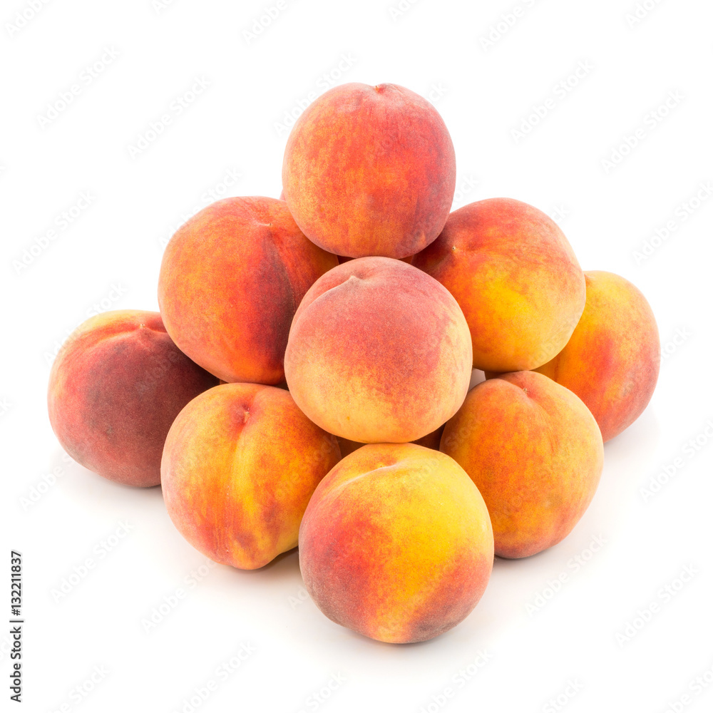Peach with isolated on white background. Peach with isolated on white background.