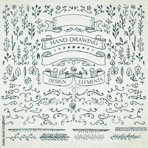 hand-drawing pattern decorative elements.