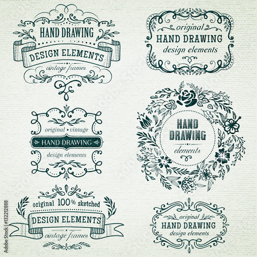 hand-drawing vintage frame.