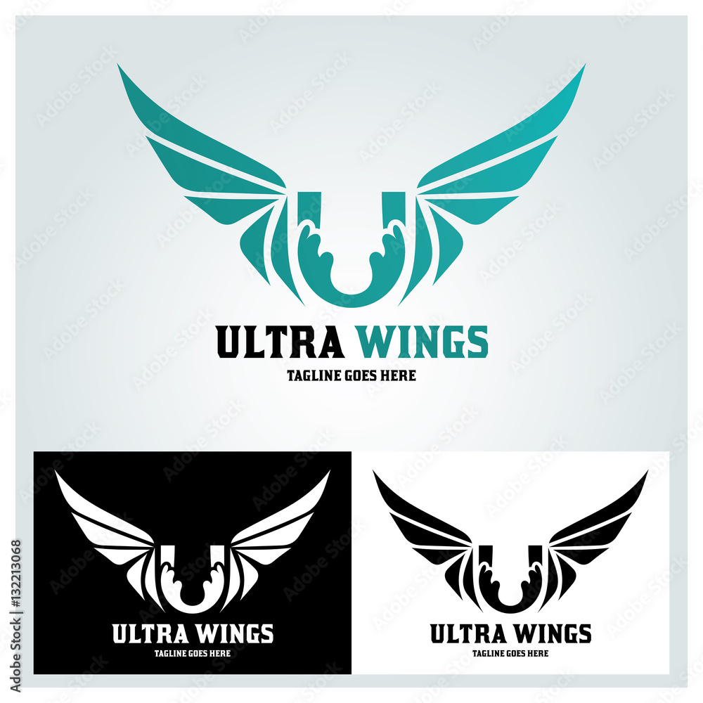 Letter u logo design template ,Ultra wing logo design concept ,Vector ...