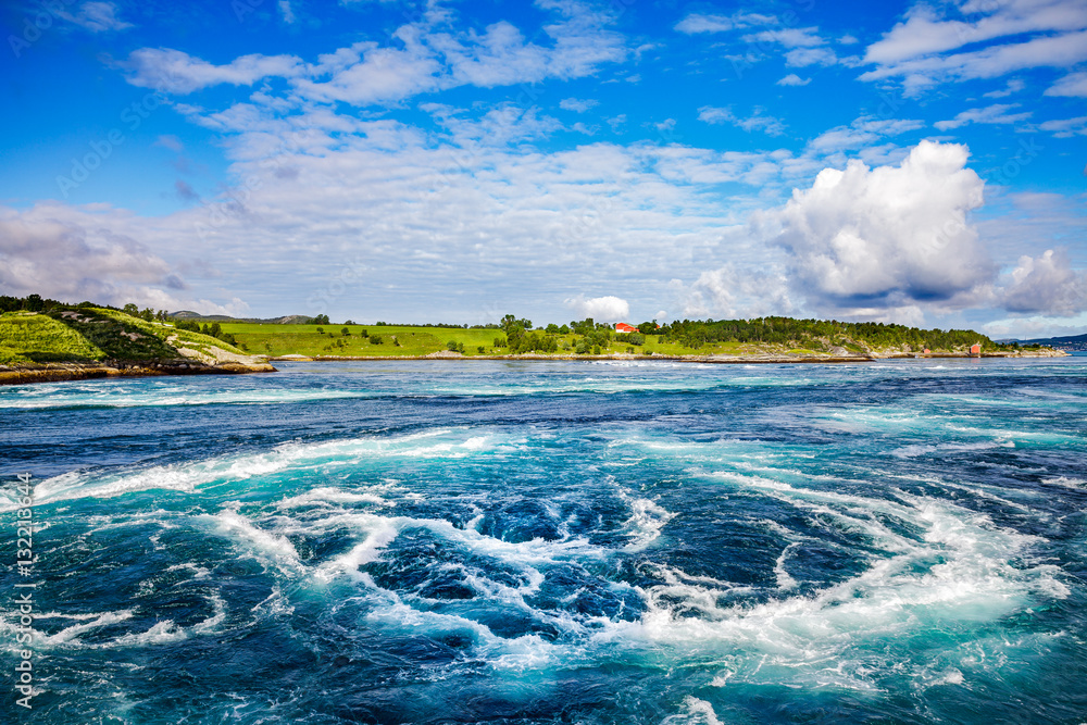 Fototapeta premium Whirlpools of the maelstrom of Saltstraumen, Nordland, Norway