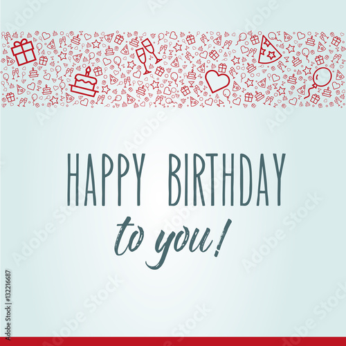 elegante und moderne Geburtstagskarte mit Happy Birthday und Icons