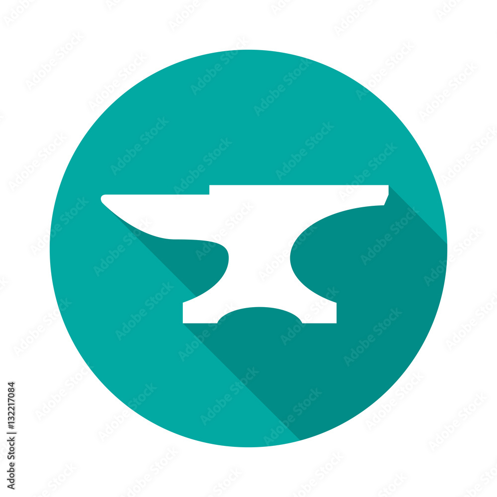 Anvil icon with long shadow. Flat design style. Round icon. Anvil silhouette. Simple circle icon. Modern flat icon in stylish colors. Web site page and mobile app design vector element. Anvil icon with long shadow. Flat design style. Round icon. Anvil silhouette. Simple circle icon. Modern flat icon in stylish colors. Web site page and mobile app design vector element.