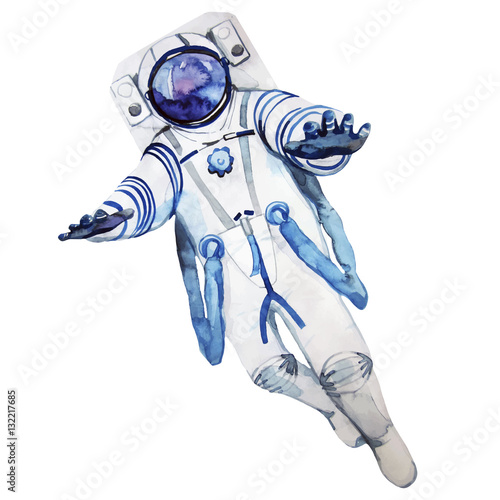 Watercolor astronaut in a spacesuit