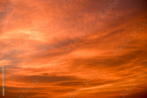 orange sunset sky. Beautiful sky. © ittipol