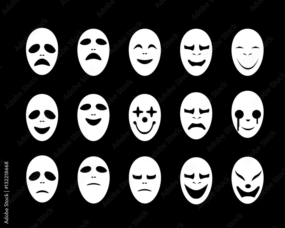 Set of White ghost face mask in flat style, vector Set of White ghost face mask in flat style, vector