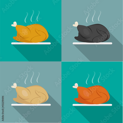 Side view, Roast Whole chicken, Turkey, Duck