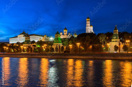 Sunset view of Kremlin and Moscow river in Moscow  Russia