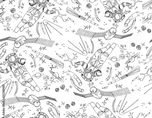 Astronaut and satellites pattern