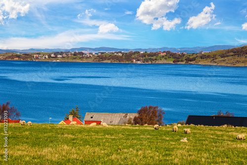 Image of beautiful Norway landscape in Mostery, Norway. photo