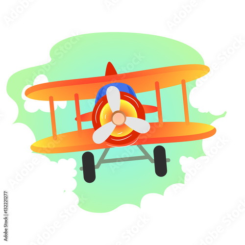 Vector Illustration of Plane Flying in the sky