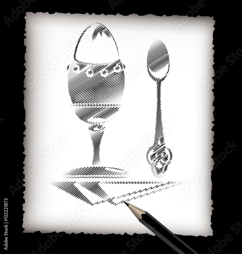 pencil and the image of egg