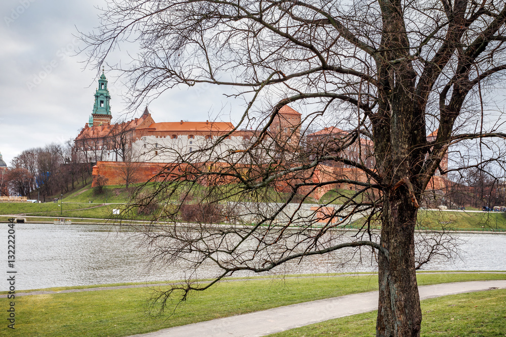 Fantastic night Krakow. The Royal Wawel Castle in Poland Fantastic night Krakow. The Royal Wawel Castle in Poland