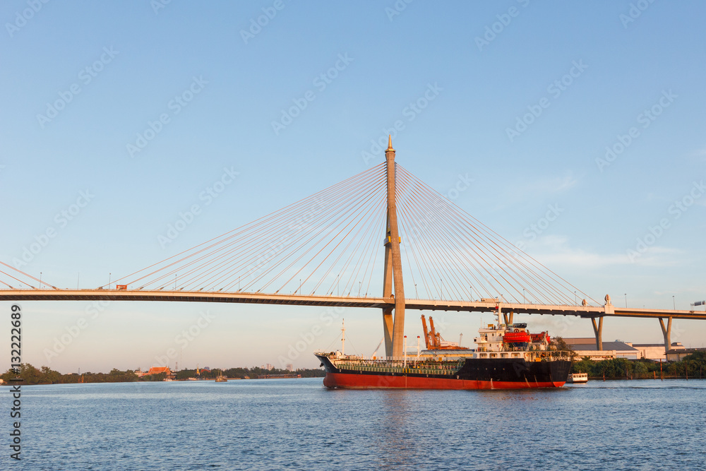 Bhumibol bridge above Chao praya river.