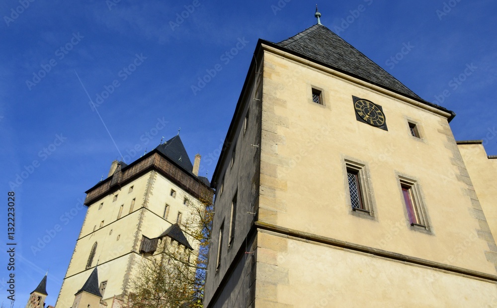 Architecture from Karlstejn castle and blue sky Architecture from Karlstejn castle and blue sky