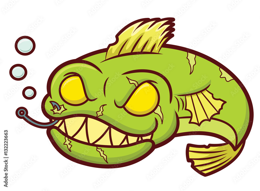 Zombie Fish Cartoon Stock Vector | Adobe Stock