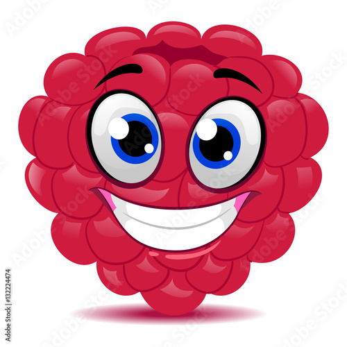 Vector Illustration of Happy Raspberry Mascot