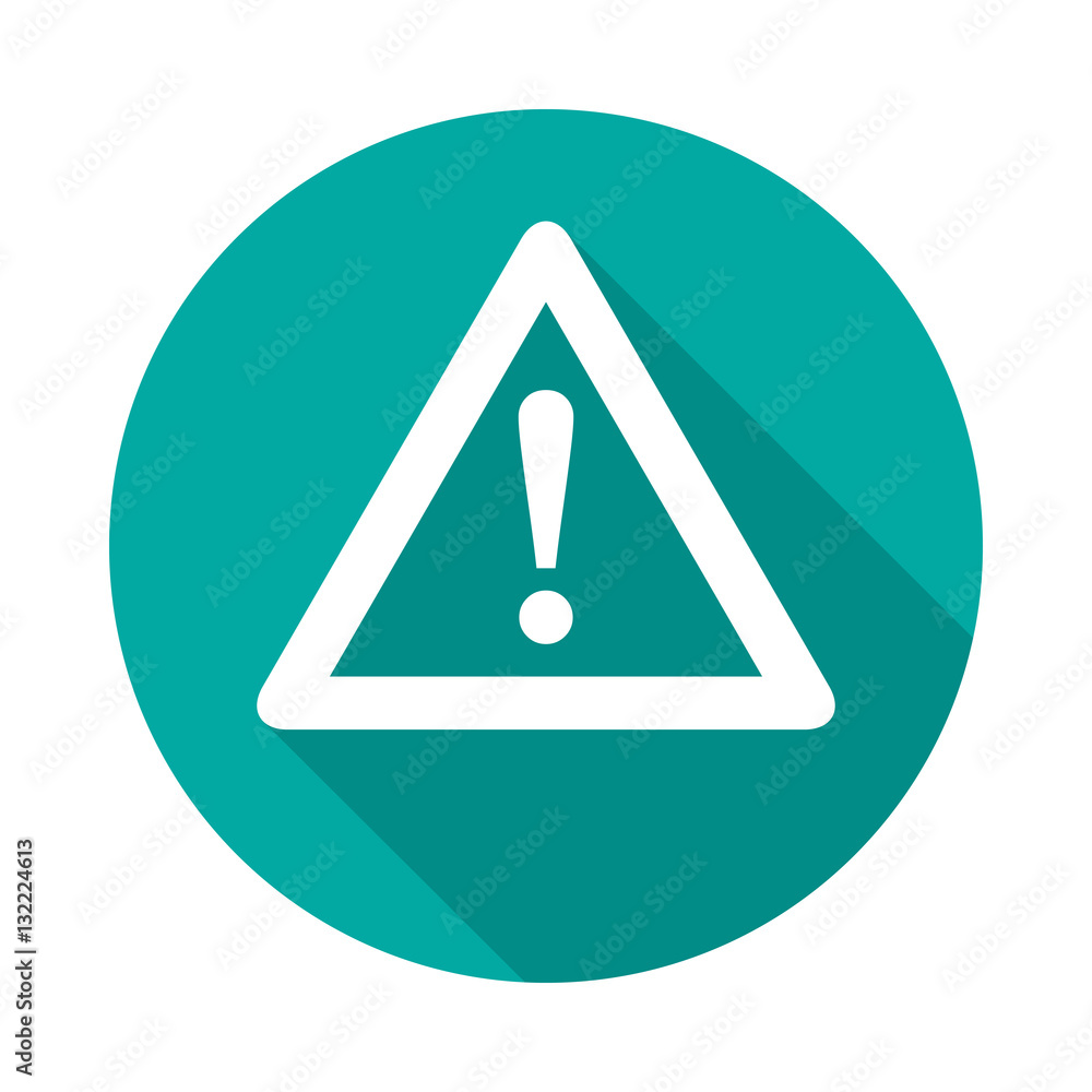 Attention sign icon with long shadow. Flat design style. Round icon. Attention sign silhouette. Simple circle icon. Modern icon in stylish colors. Web site page and mobile app design vector element. Attention sign icon with long shadow. Flat design style. Round icon. Attention sign silhouette. Simple circle icon. Modern icon in stylish colors. Web site page and mobile app design vector element.