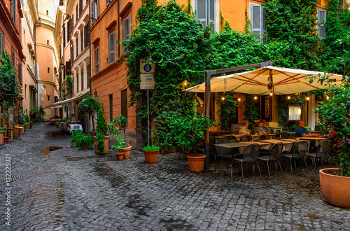 View of old cozy street in Rome  Italy