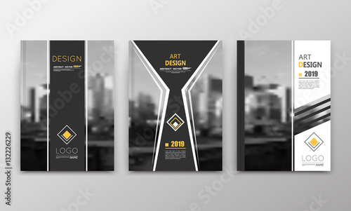 Abstract a4 brochure cover design. Text frame surface stripe. Urban city view font. Title sheet model. Creative vector front page. Ad banner texture. Yellow lozenge logo figure icon. Flyer fiber