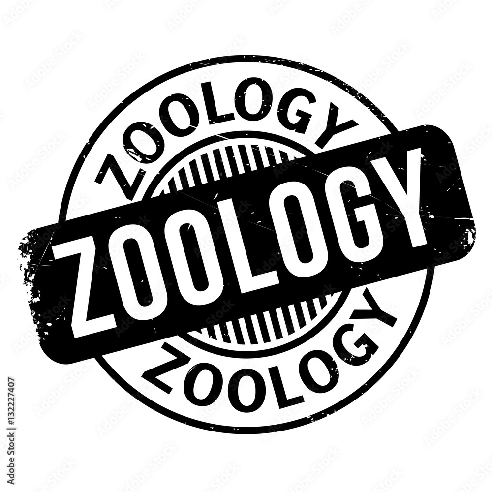 Zoology rubber stamp. Grunge design with dust scratches. Effects can be easily removed for a clean, crisp look. Color is easily changed.