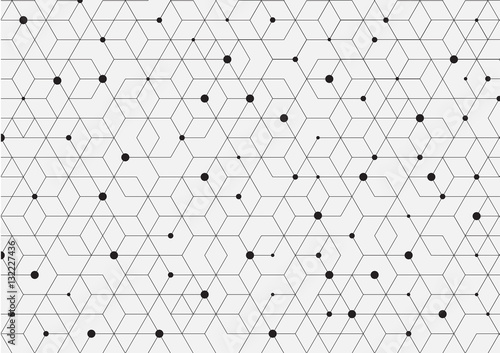 Vector seamless pattern. Modern stylish texture. Repeating geometric background with rhombus and nodes from hexagons.