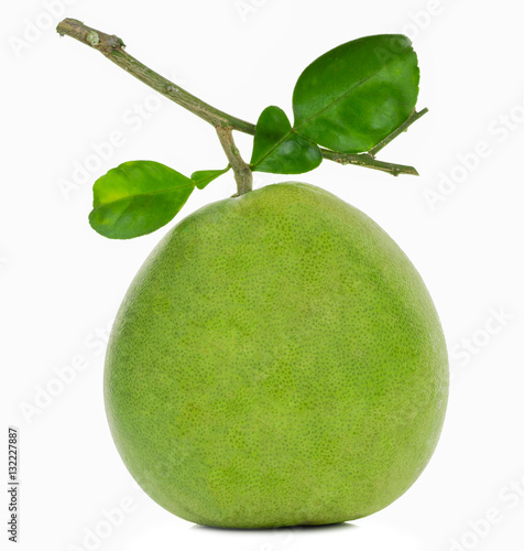 Green pomelo citrus fruit isolated on white background