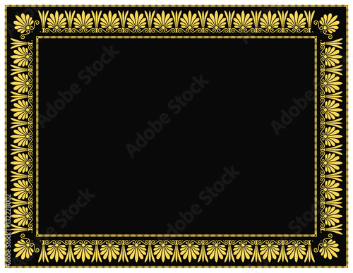 Cadre déco grec, palmettes Gold fond noir 