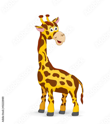 illustration cartoon giraffe standing looking back and smile