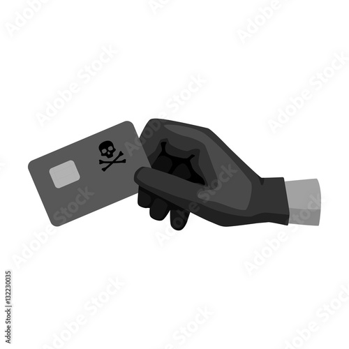 Credit card fraud icon in outline style isolated on white background. Hackers and hacking symbol stock vector illustration.