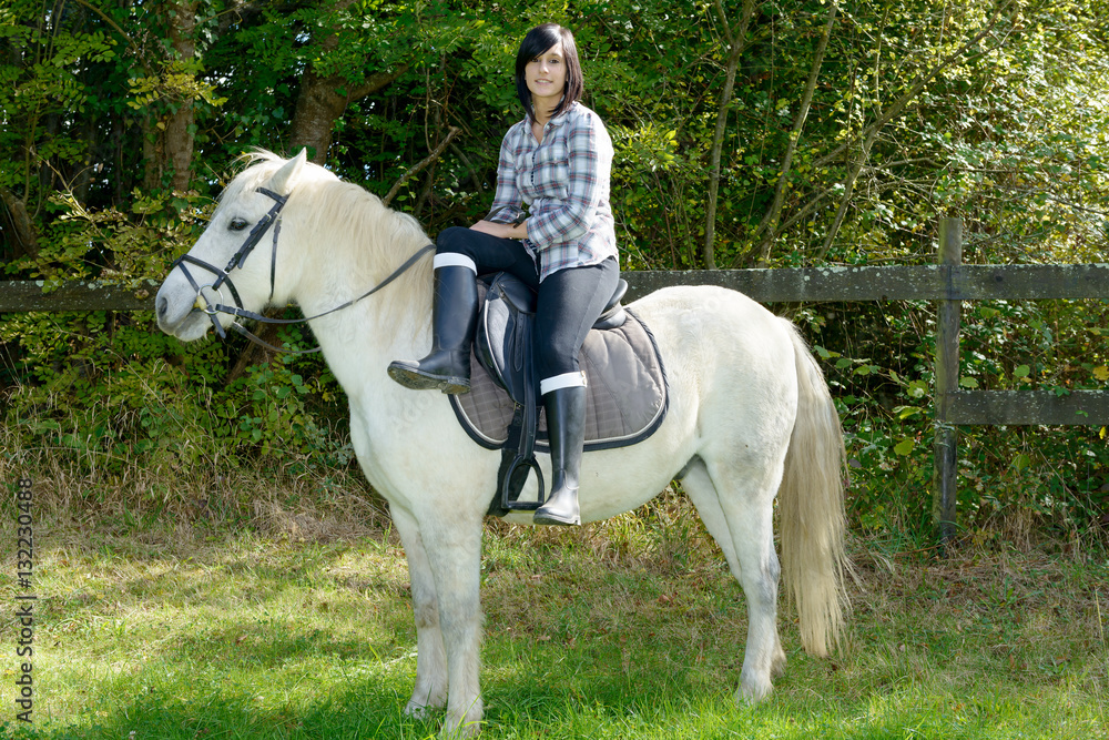 young beautiful brunette woman riding horse young beautiful brunette woman riding horse