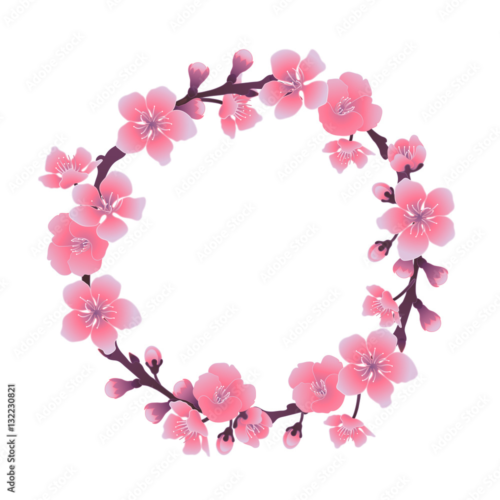 Graphic sakura wreath