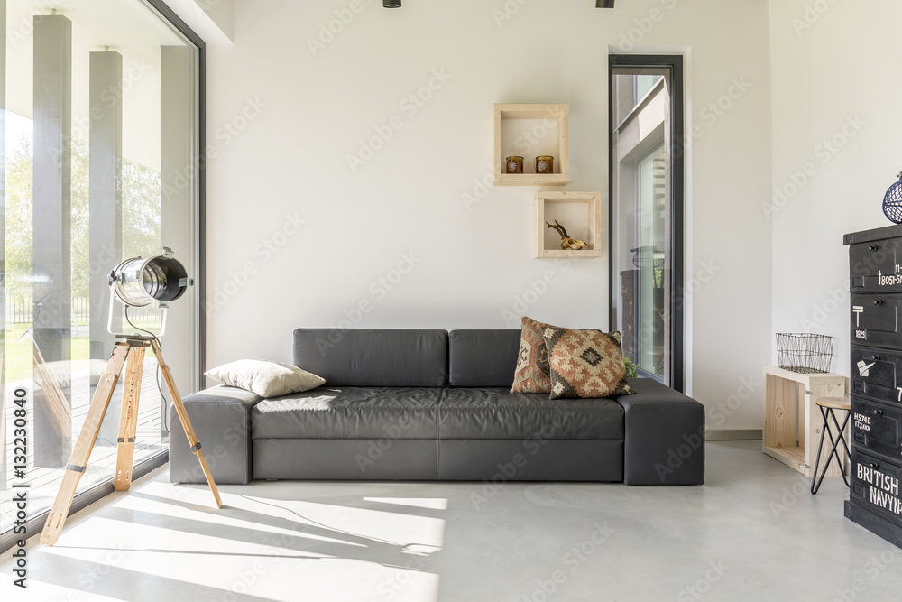 Fototapeta premium Living room with black furniture