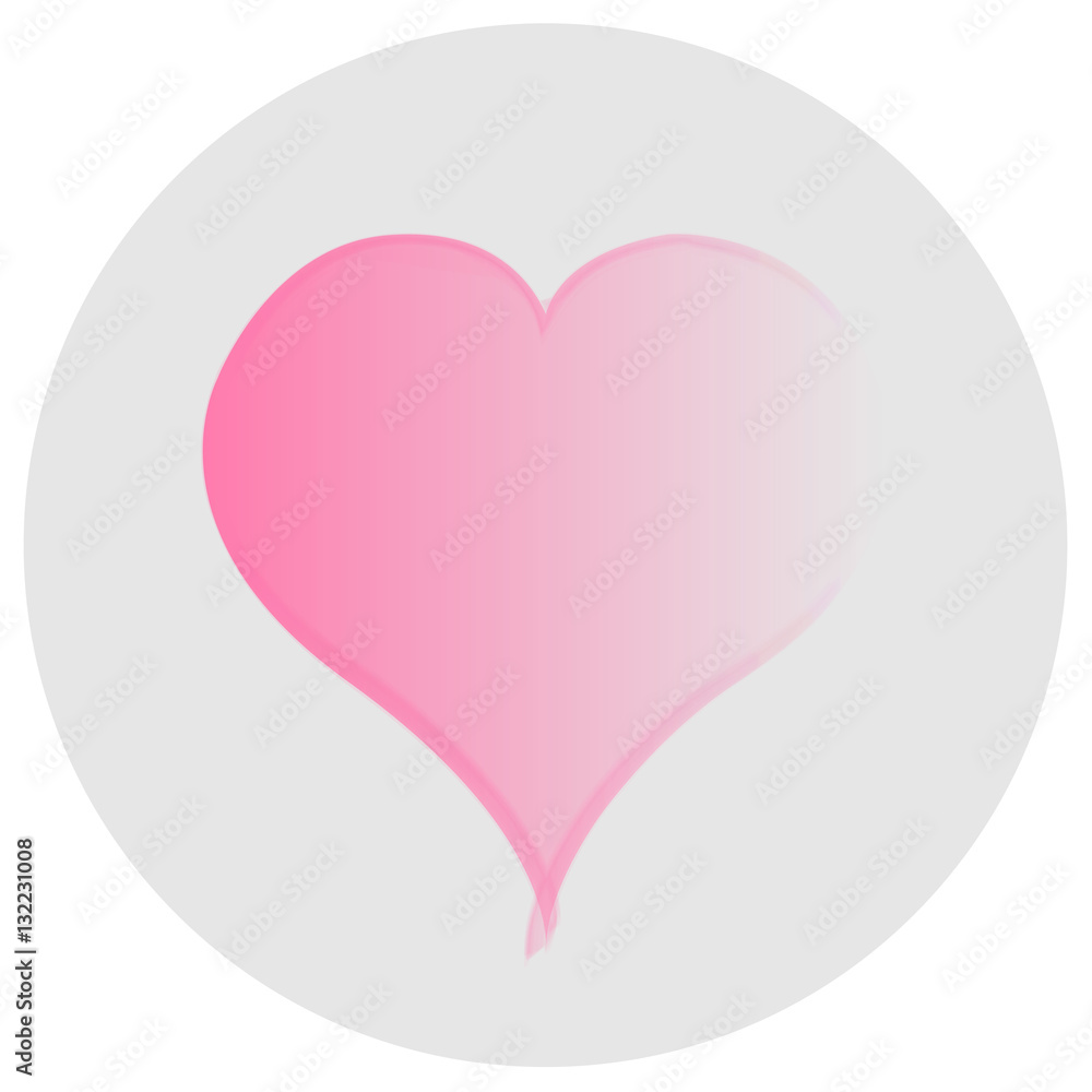 Pink gradient heart on gray background. Flat Illustration