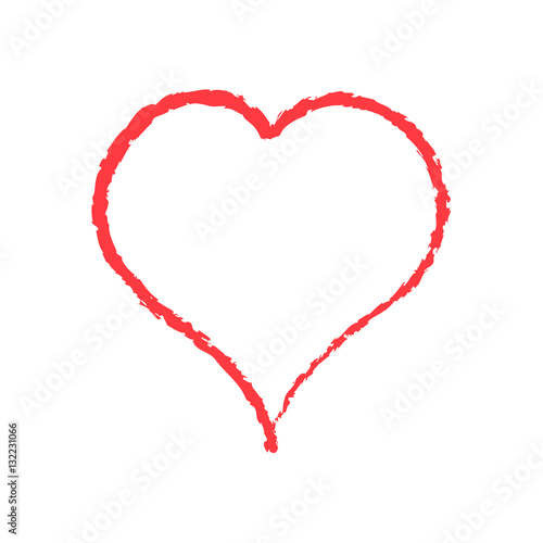 Scarlet slim heart on white background. Illustration