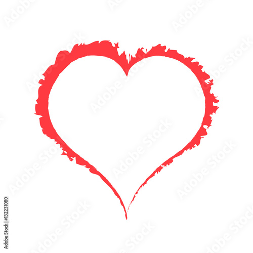 Scarlet fat heart on white background. Illustration