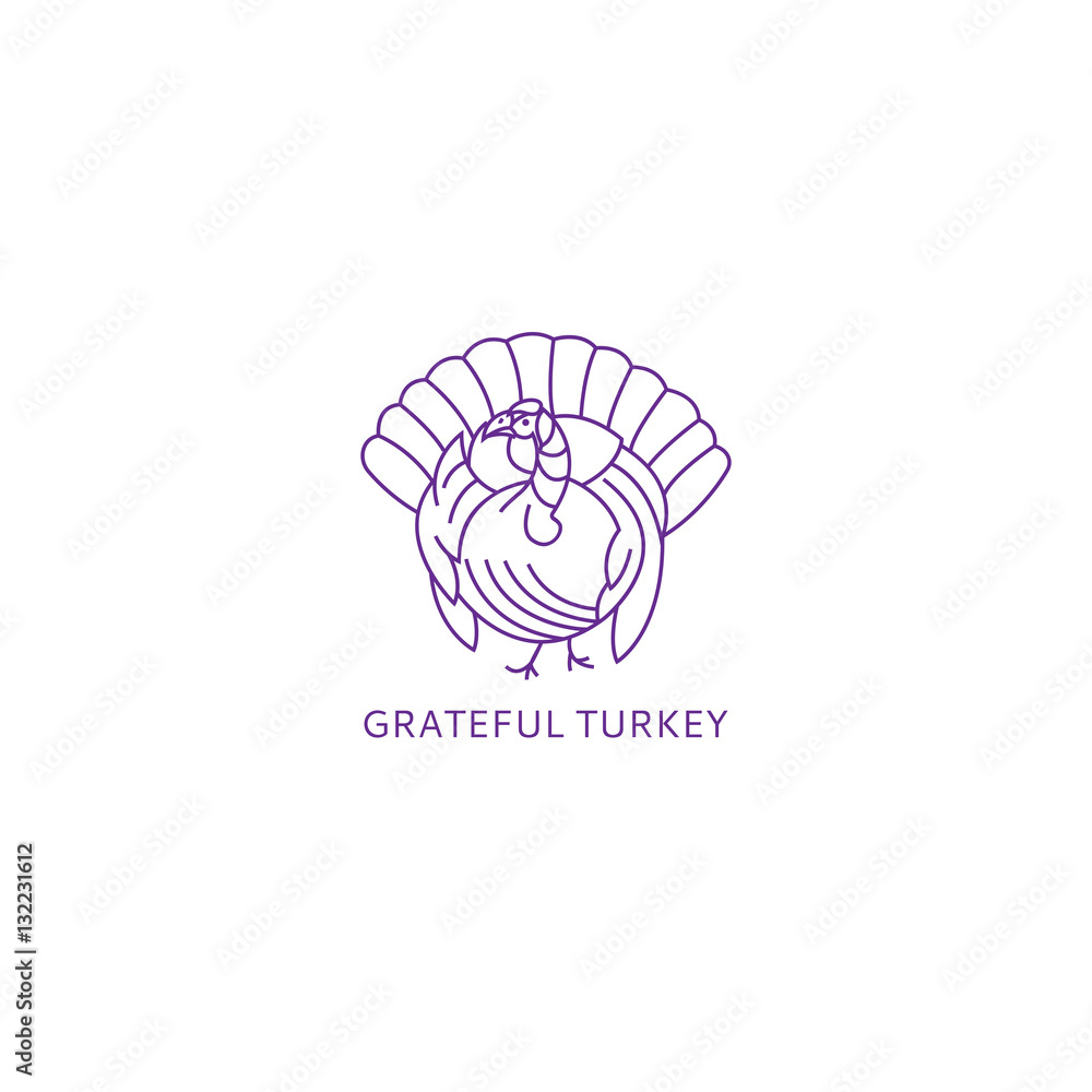 The Turkey logo vector. The bird is a Turkey a symbol of Thanksgiving. Contour illustration of a Turkey