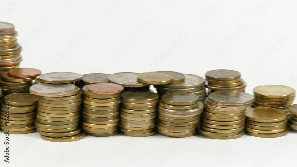Algeria flag waving with stack of money coins Algeria flag waving with stack of money coins